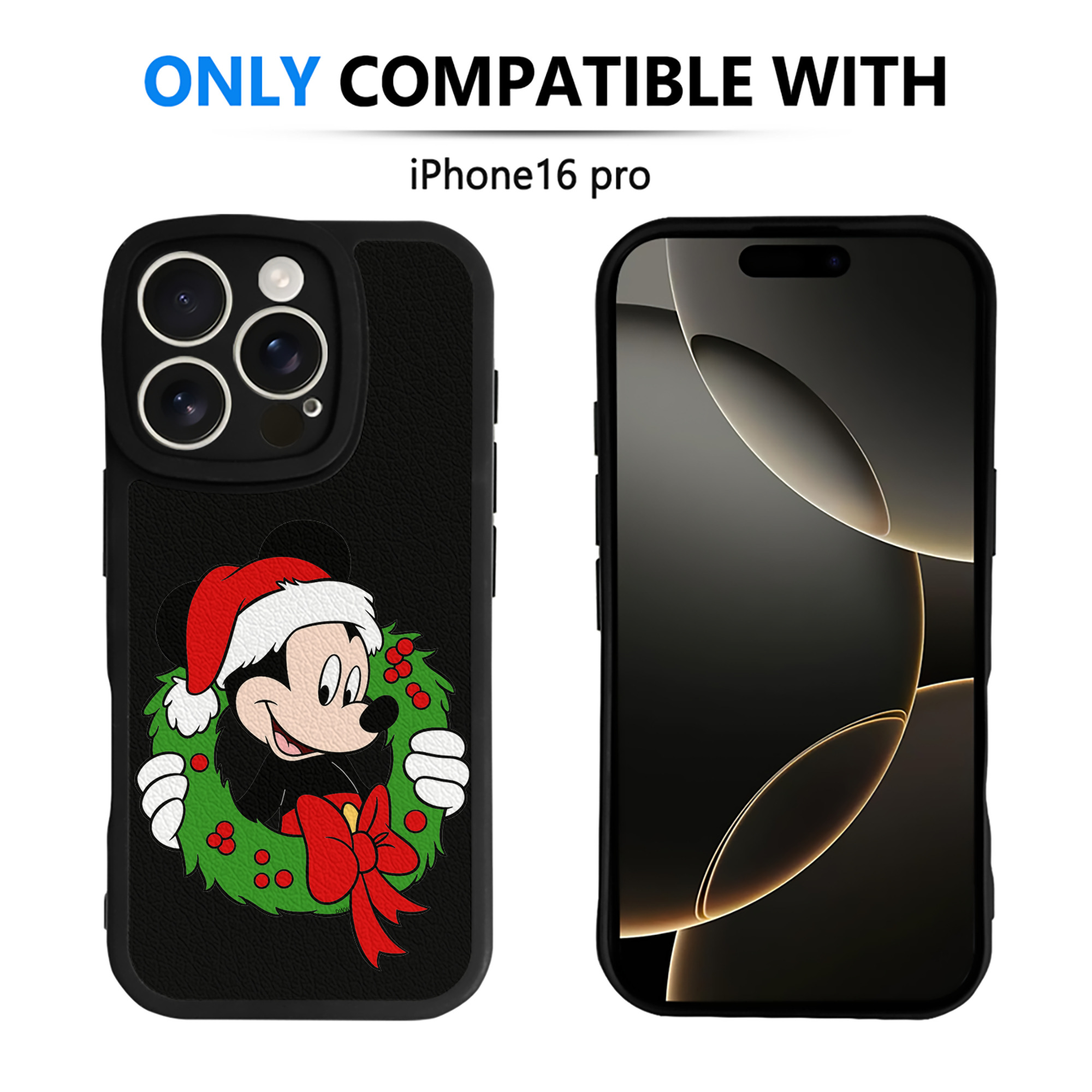 （画像用） ミッキーマウス Mickey Mouse 【iPhone 16シリーズ対応】シリコンスマホケース（レザー調） 材質：シリコン